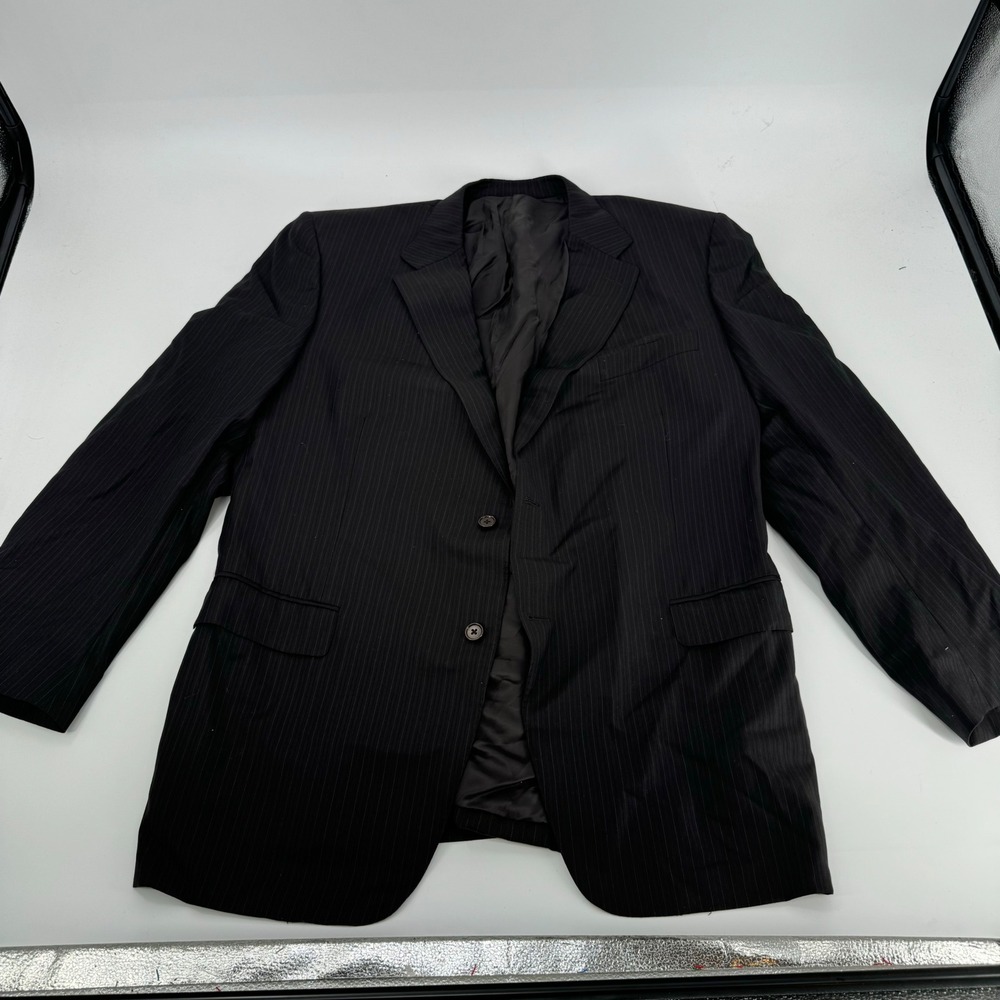 Canali Men's Black Pinstripe Wool Blazer Made in Italy Business Formal